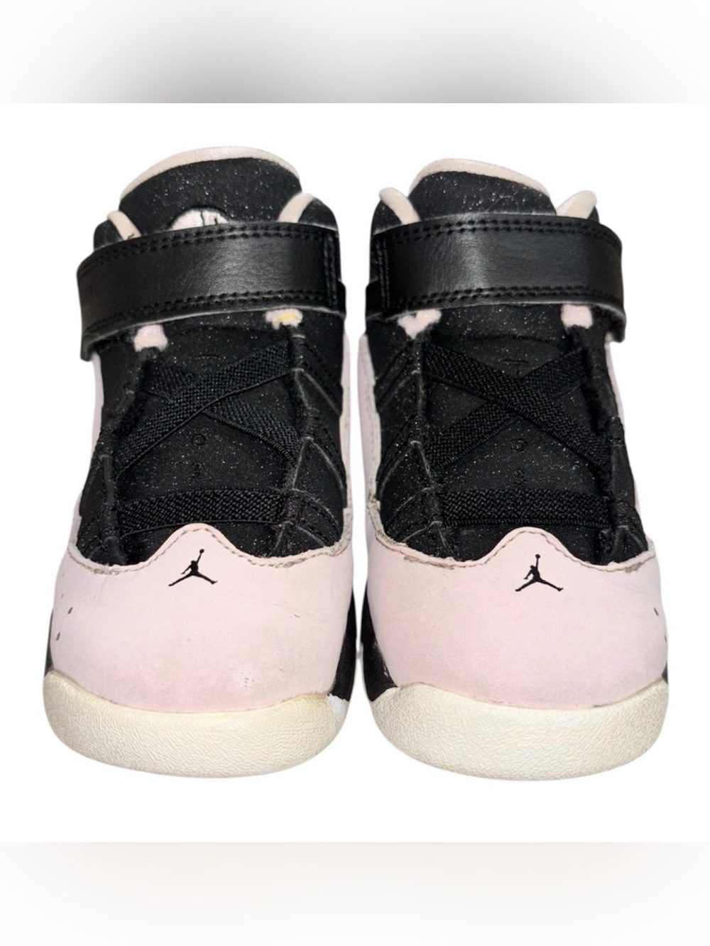 Girls Jordan Light Pink & Black Glitter Strap Athletic Shoes | Toddler 8